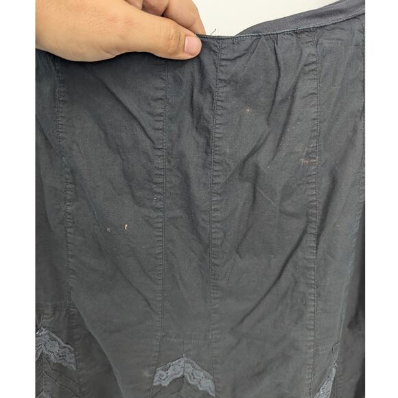 Vintage Angie Black Peasant Skirt Lace Trim Ruffle Hem Size M Goth Whimsygoth - Picture 4 of 4